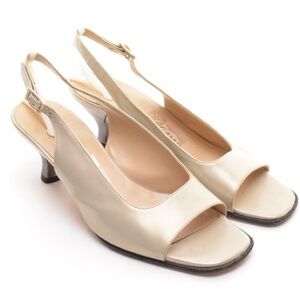 SALVATORE FERRAGAMO Leather Slingback With Silver Accent Sandals